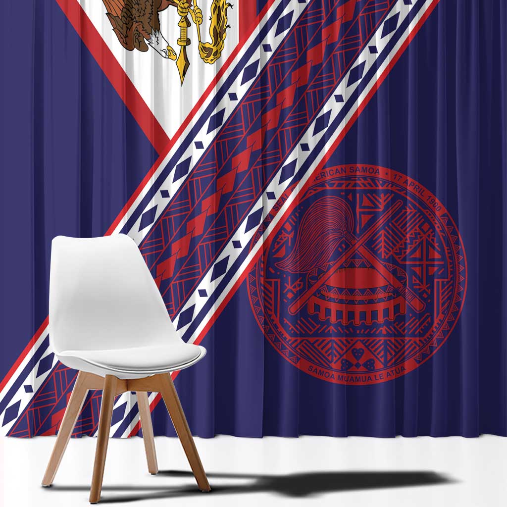 American Samoa Flag Day Window Curtain Polynesian Tribal Tattoo Eagle Art