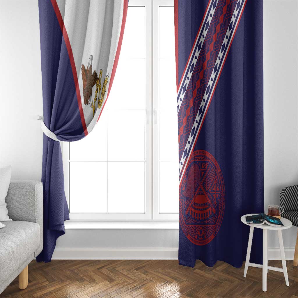 American Samoa Flag Day Window Curtain Polynesian Tribal Tattoo Eagle Art