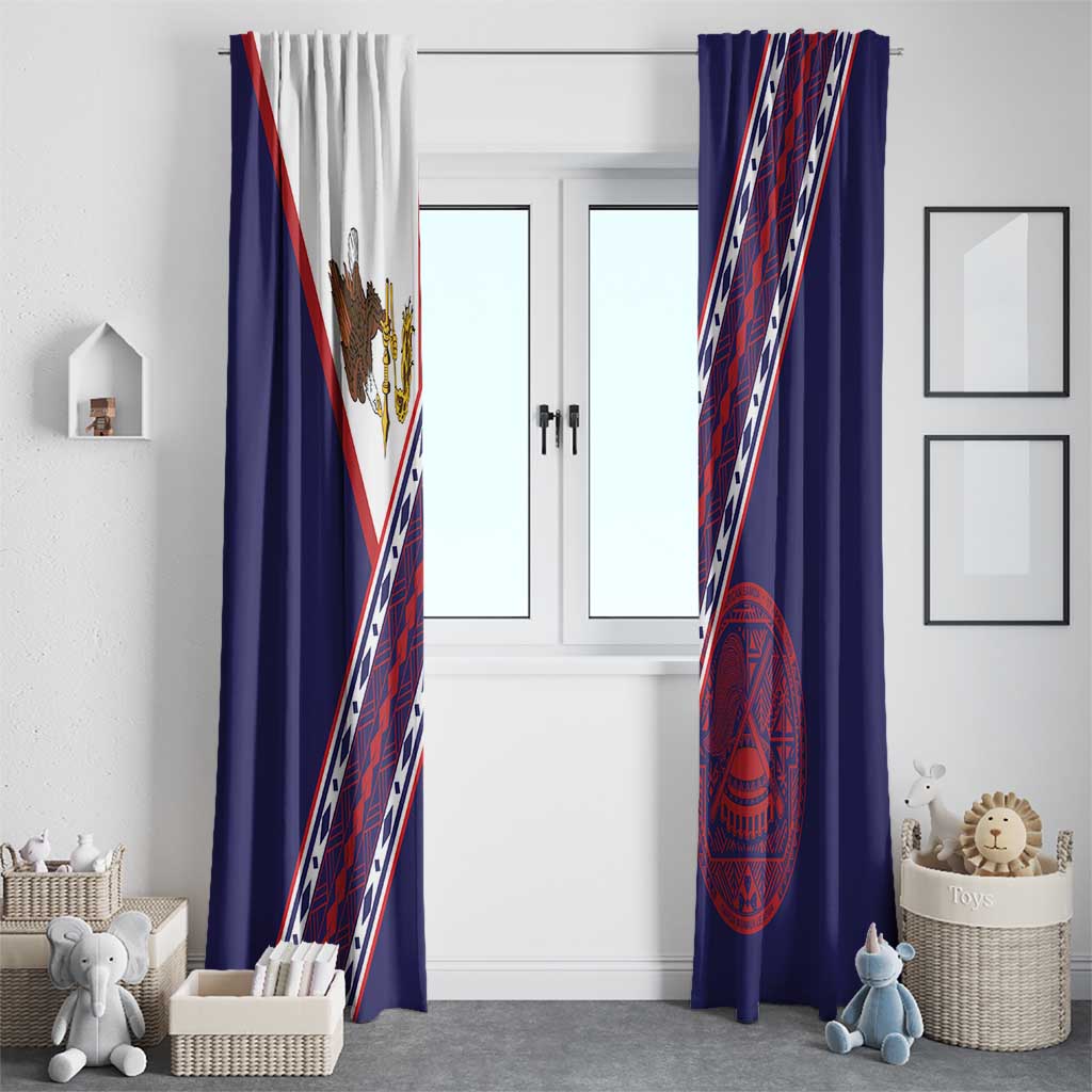 American Samoa Flag Day Window Curtain Polynesian Tribal Tattoo Eagle Art