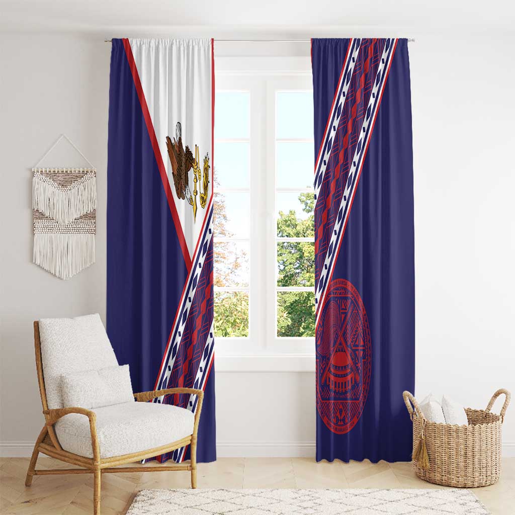 American Samoa Flag Day Window Curtain Polynesian Tribal Tattoo Eagle Art