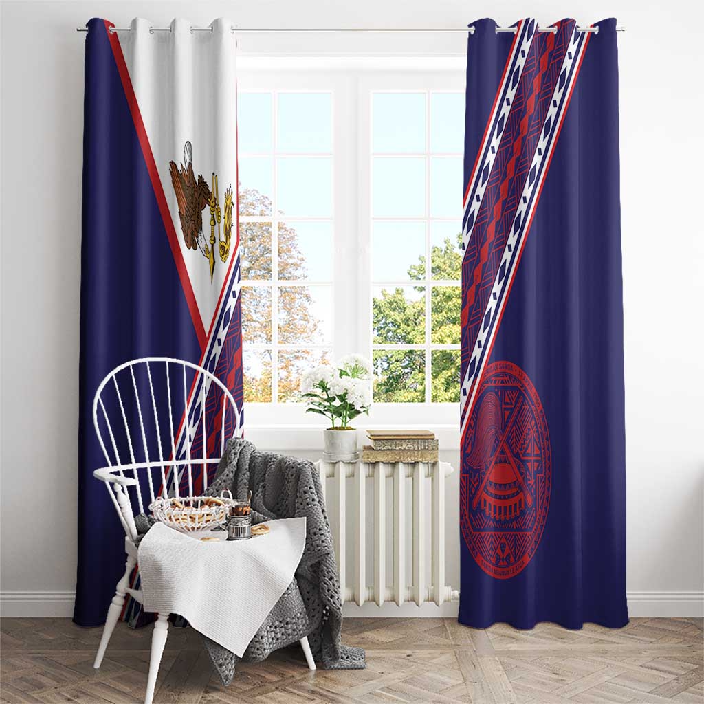 American Samoa Flag Day Window Curtain Polynesian Tribal Tattoo Eagle Art