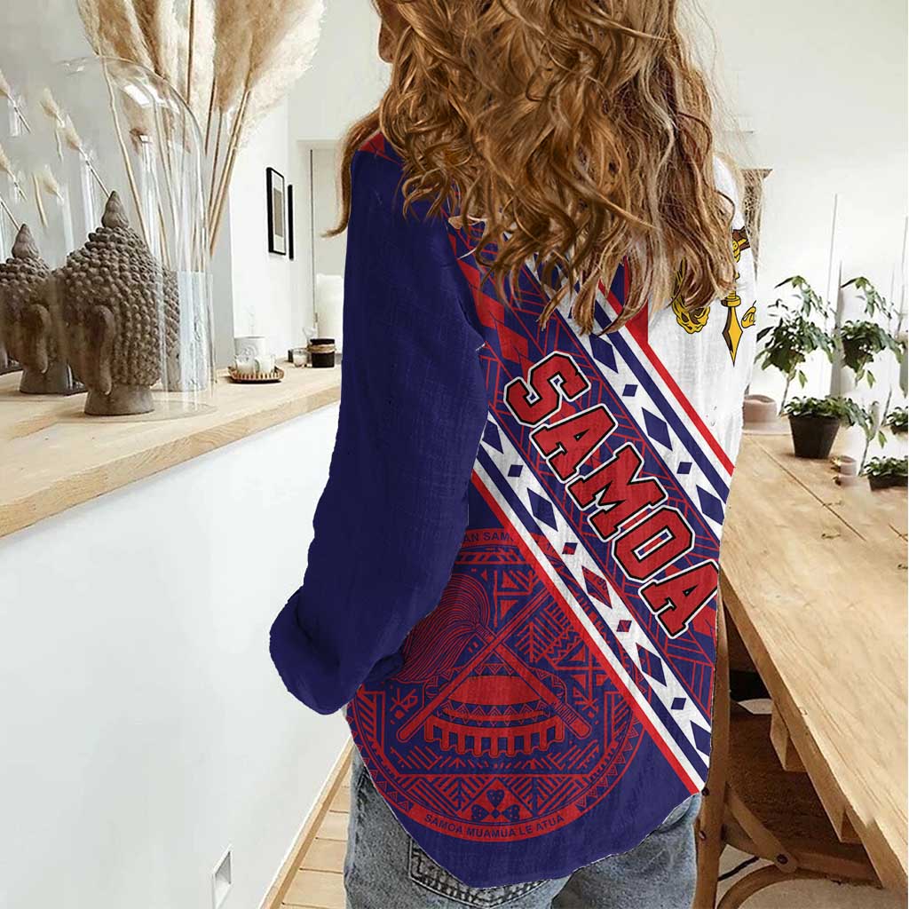 American Samoa Flag Day Women Casual Shirt Polynesian Tribal Tattoo Eagle Art LT19 - Polynesian Pride