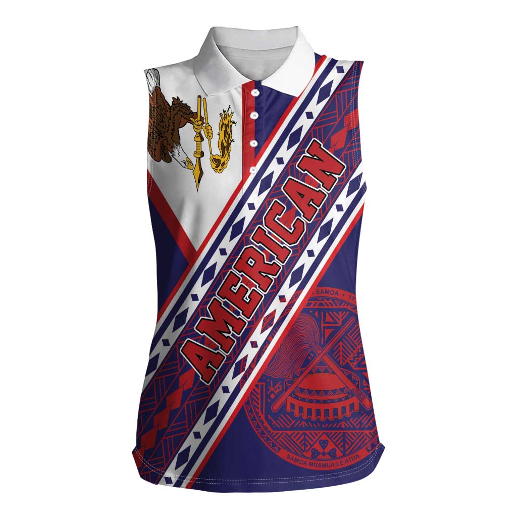 American Samoa Flag Day Women Sleeveless Polo Shirt Polynesian Tribal Tattoo Eagle Art LT19 Female Navy - Polynesian Pride