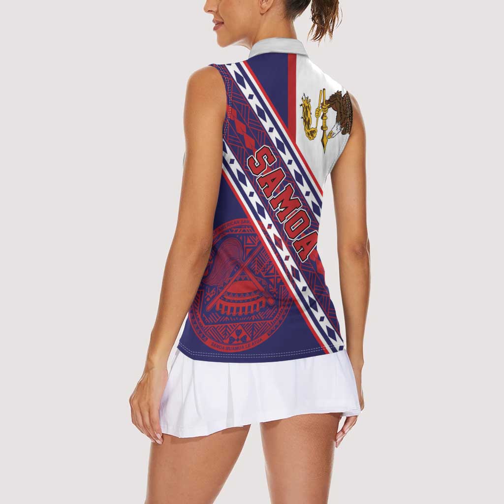 American Samoa Flag Day Women Sleeveless Polo Shirt Polynesian Tribal Tattoo Eagle Art LT19 - Polynesian Pride