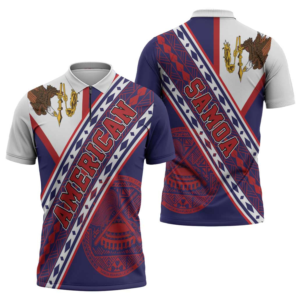American Samoa Flag Day Zipper Polo Shirt Polynesian Tribal Tattoo Eagle Art LT19 - Polynesian Pride