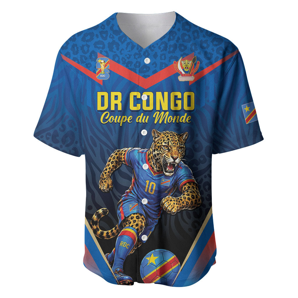 Custom World Football 2026 DR Congo Baseball Jersey Les Leopards Coupe du Monde Glory LT19 Blue - Polynesian Pride