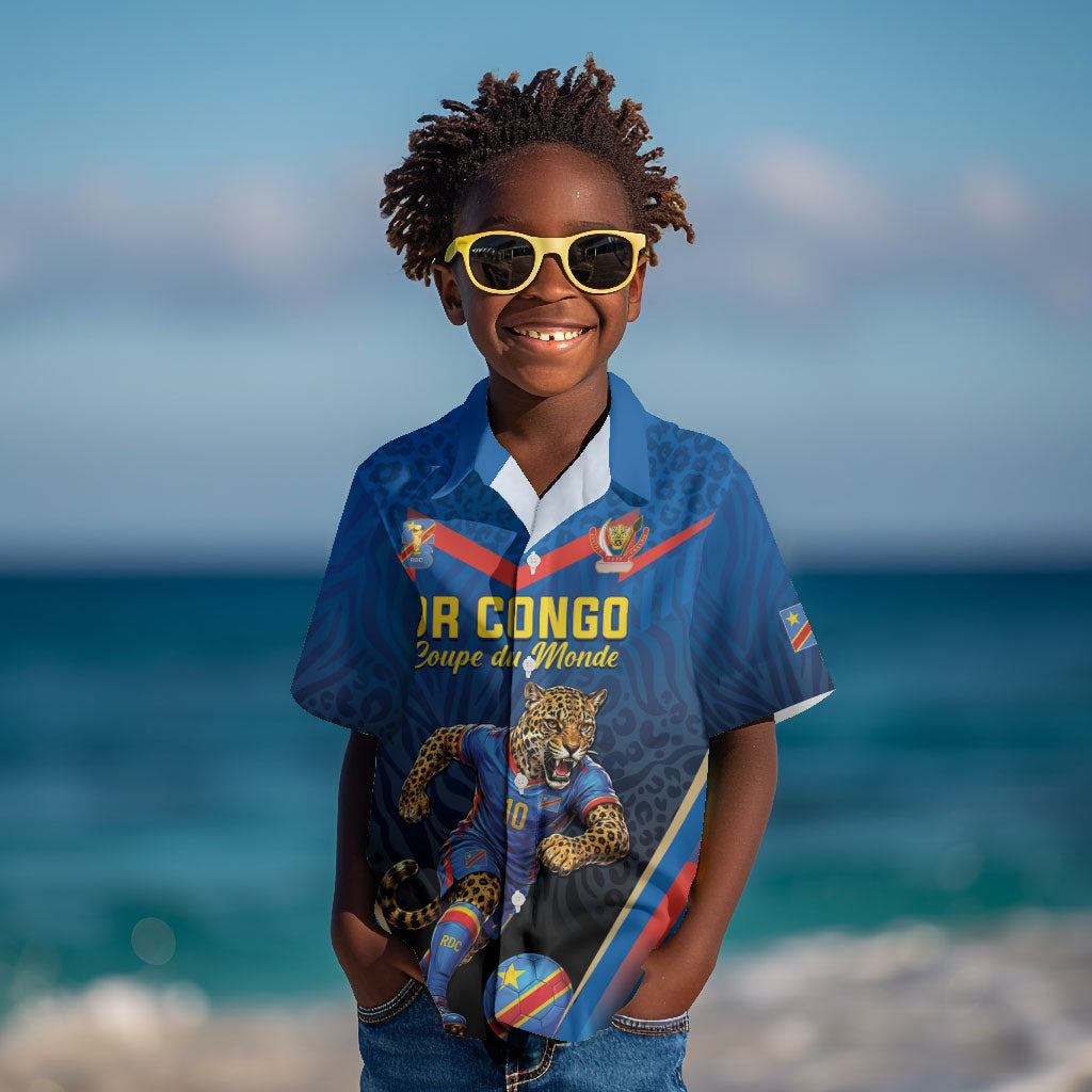 Custom World Football 2026 DR Congo Kid Hawaiian Shirt Les Leopards Coupe du Monde Glory
