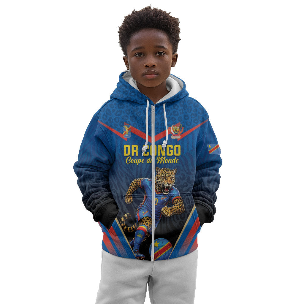 Custom World Football 2026 DR Congo Kid Hoodie Les Leopards Coupe du Monde Glory