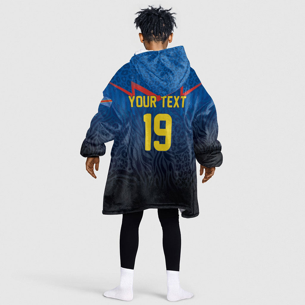 Custom World Football 2026 DR Congo Kid Wearable Blanket Hoodie Les Leopards Coupe du Monde Glory