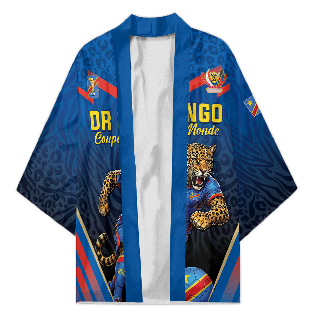 Custom World Football 2026 DR Congo Kimono Les Leopards Coupe du Monde Glory LT19 Unisex Blue - Polynesian Pride