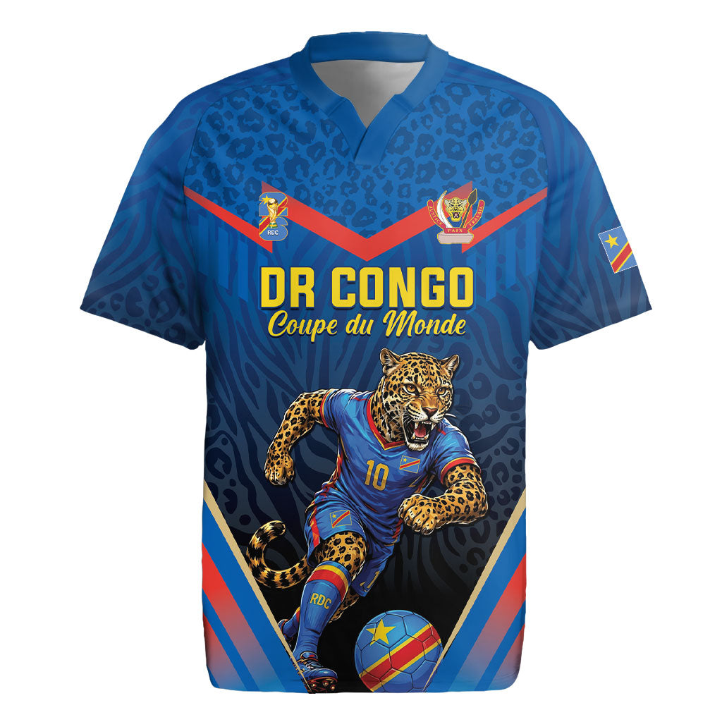 Custom World Football 2026 DR Congo Rugby Jersey Les Leopards Coupe du Monde Glory LT19 Blue - Polynesian Pride