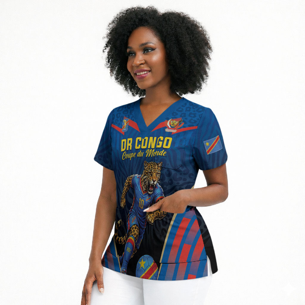 Custom World Football 2026 DR Congo Scrub Top Les Leopards Coupe du Monde Glory