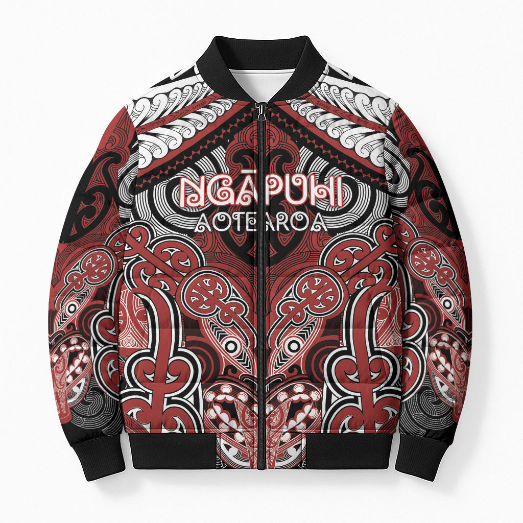 Aotearoa Iwi Ngapuhi Personalised Bomber Puffer Jacket Maori Kowhaiwhai Pattern