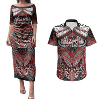 Aotearoa Iwi Ngapuhi Personalised Couples Matching Puletasi and Hawaiian Shirt Maori Kowhaiwhai Pattern