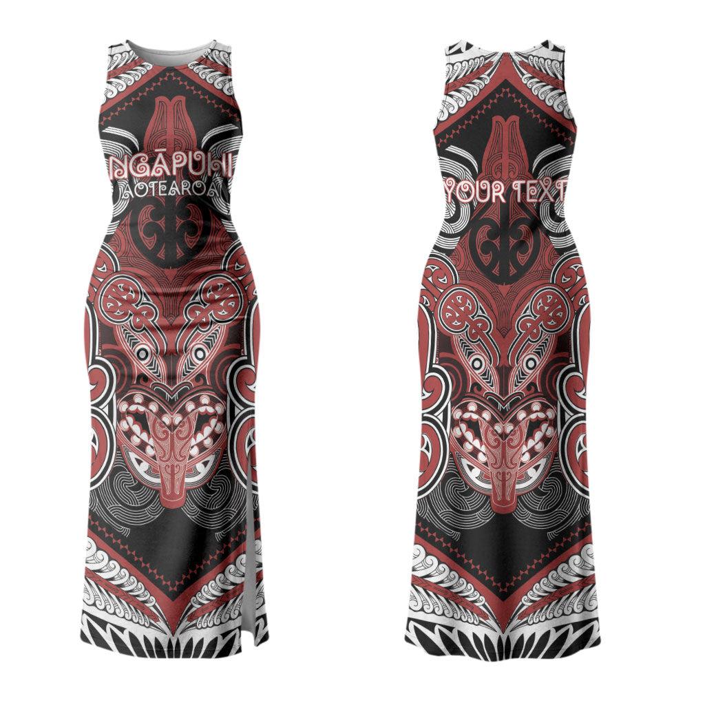 Aotearoa Iwi Ngapuhi Personalised Couples Matching Tank Maxi Dress and Hawaiian Shirt Maori Kowhaiwhai Pattern