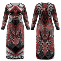 Aotearoa Iwi Ngapuhi Personalised Family Matching Long Sleeve Bodycon Dress and Hawaiian Shirt Maori Kowhaiwhai Pattern