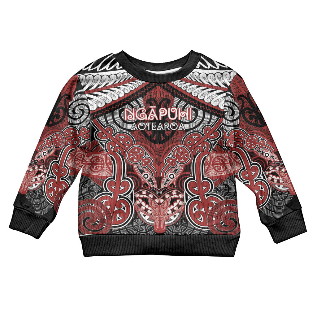 Aotearoa Iwi Ngapuhi Personalised Kid Ugly Christmas Sweater Maori Kowhaiwhai Pattern