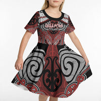 Aotearoa Iwi Ngapuhi Personalised Kid Short Sleeve Dress Maori Kowhaiwhai Pattern