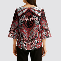Aotearoa Iwi Ngapuhi Personalised Kimono Sleeve Blouse Maori Kowhaiwhai Pattern