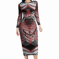 Aotearoa Iwi Ngapuhi Personalised Long Sleeve Bodycon Dress Maori Kowhaiwhai Pattern