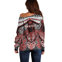 Aotearoa Iwi Ngapuhi Personalised Off Shoulder Sweater Maori Kowhaiwhai Pattern