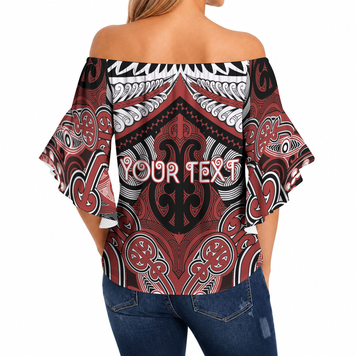 Aotearoa Iwi Ngapuhi Personalised Off Shoulder Wrap Waist Top Maori Kowhaiwhai Pattern