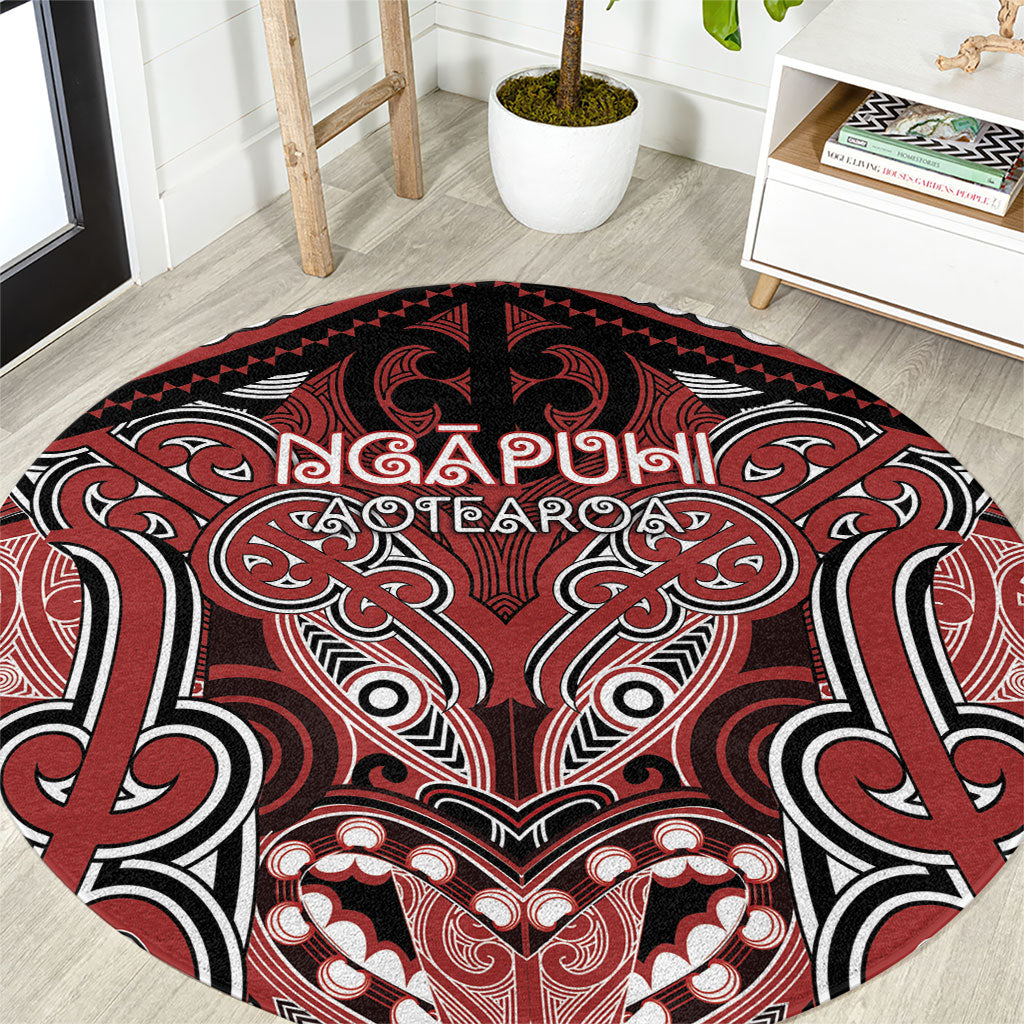 Aotearoa Iwi Ngapuhi Round Carpet Maori Kowhaiwhai Pattern