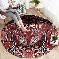 Aotearoa Iwi Ngapuhi Round Carpet Maori Kowhaiwhai Pattern