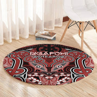 Aotearoa Iwi Ngapuhi Round Carpet Maori Kowhaiwhai Pattern