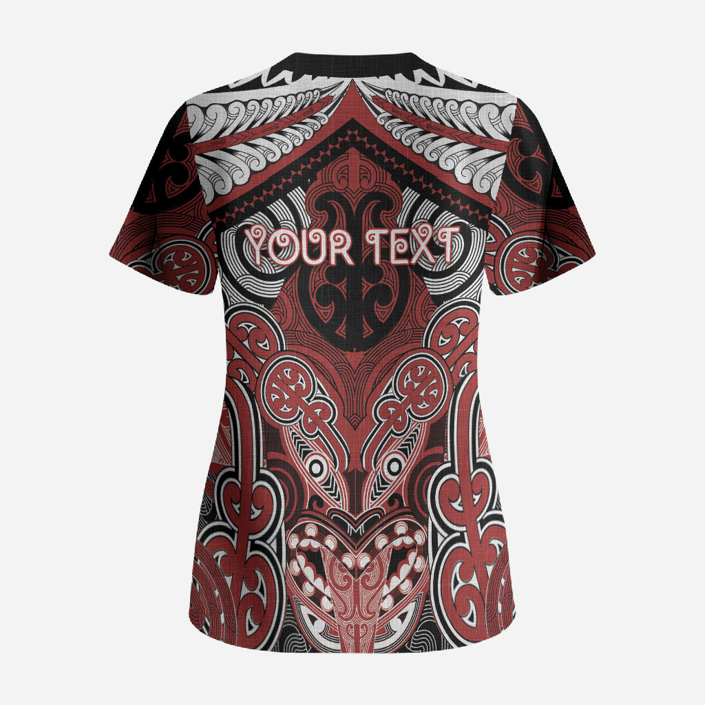 Aotearoa Iwi Ngapuhi Personalised Scrub Top Maori Kowhaiwhai Pattern