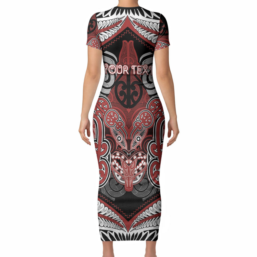 Aotearoa Iwi Ngapuhi Personalised Short Sleeve Bodycon Dress Maori Kowhaiwhai Pattern
