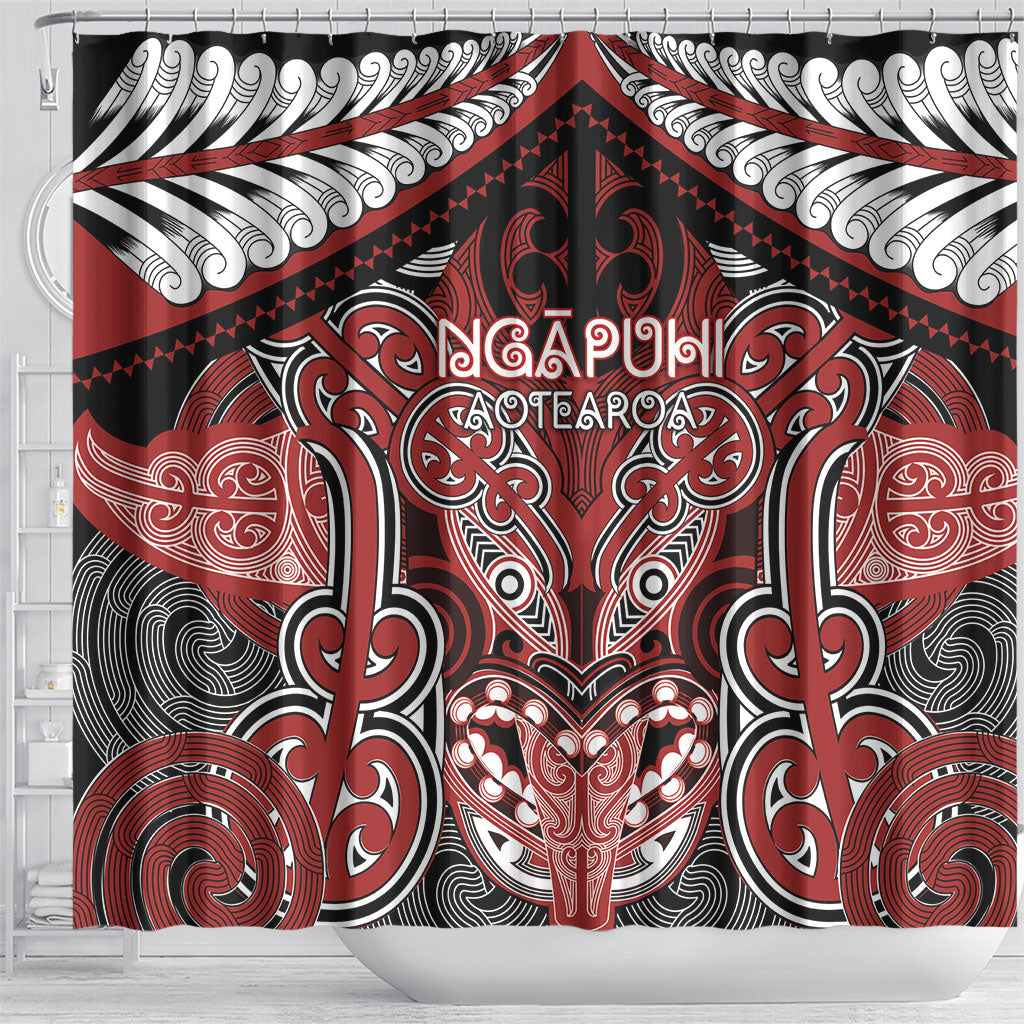 Aotearoa Iwi Ngapuhi Shower Curtain Maori Kowhaiwhai Pattern