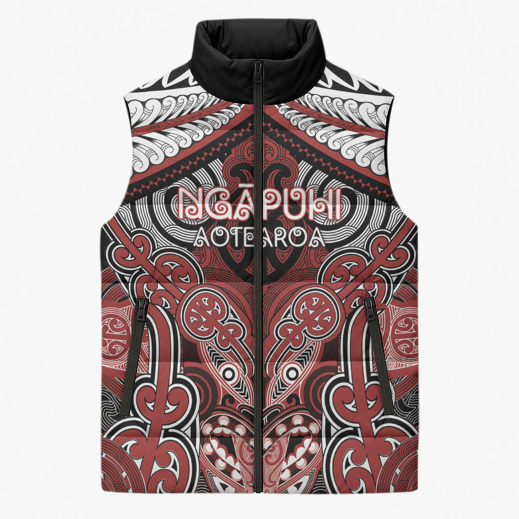 Aotearoa Iwi Ngapuhi Personalised Sleeveless Puffer Jacket Maori Kowhaiwhai Pattern