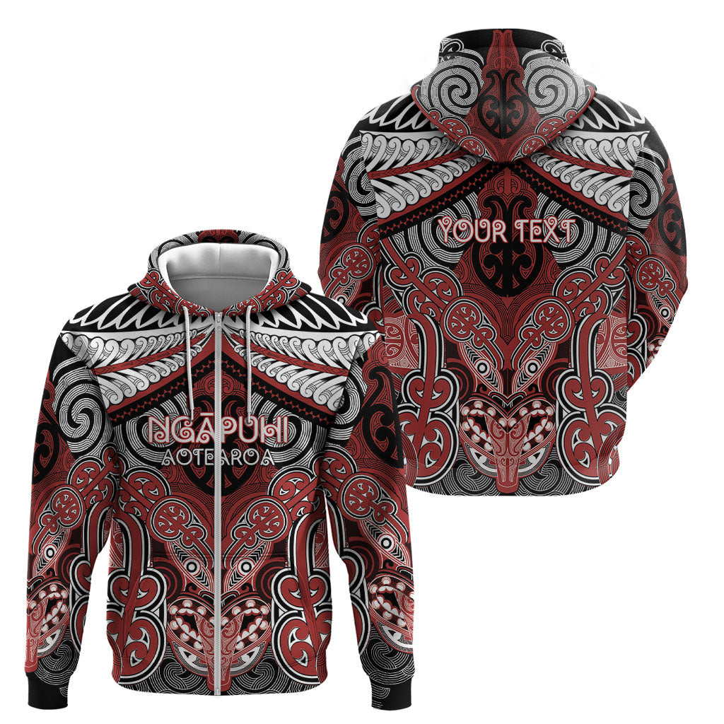 Aotearoa Iwi Ngapuhi Personalised Zip Hoodie Maori Kowhaiwhai Pattern