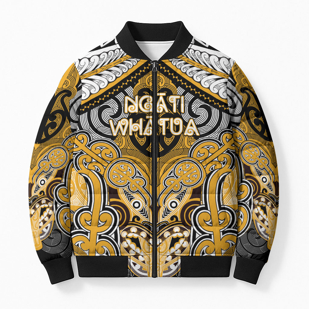 Aotearoa Iwi Ngati Whatua Personalised Bomber Puffer Jacket Maori Kowhaiwhai Pattern