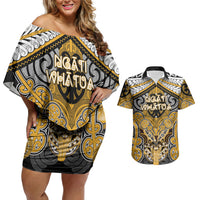 Aotearoa Iwi Ngati Whatua Personalised Couples Matching Off Shoulder Short Dress and Hawaiian Shirt Maori Kowhaiwhai Pattern