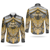 Aotearoa Iwi Ngati Whatua Personalised Couples Matching Summer Maxi Dress and Long Sleeve Button Shirt Maori Kowhaiwhai Pattern