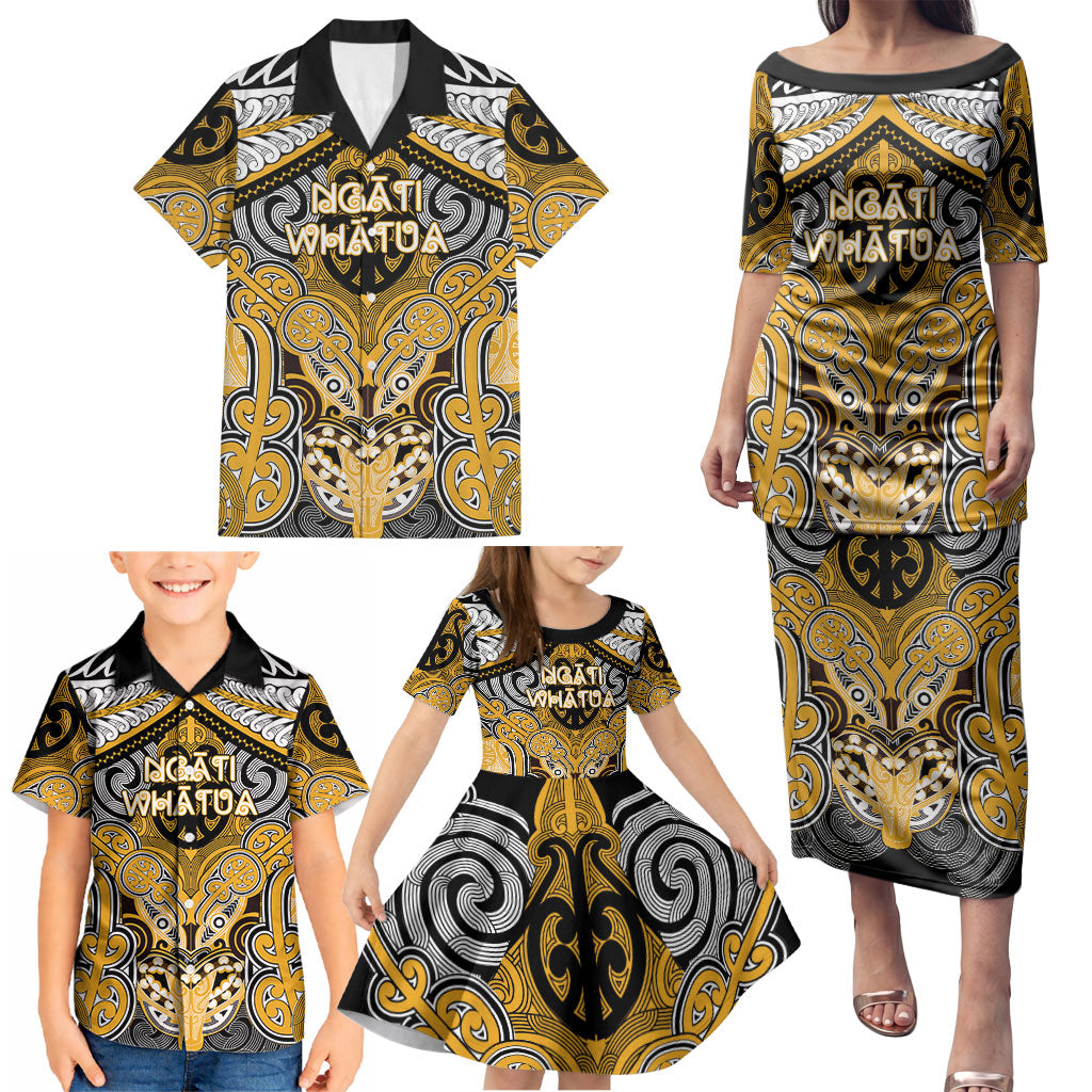 Aotearoa Iwi Ngati Whatua Personalised Family Matching Puletasi and Hawaiian Shirt Maori Kowhaiwhai Pattern