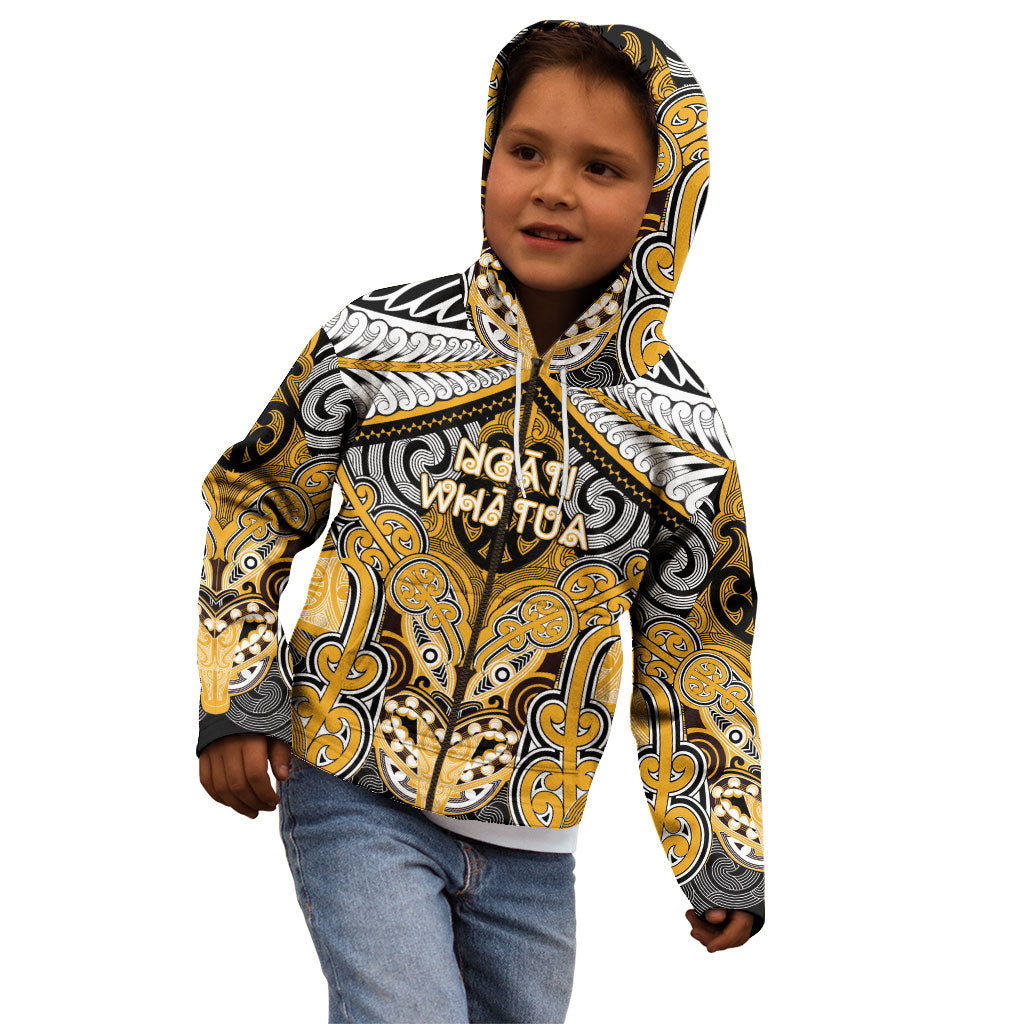 Aotearoa Iwi Ngati Whatua Personalised Kid Hoodie Maori Kowhaiwhai Pattern