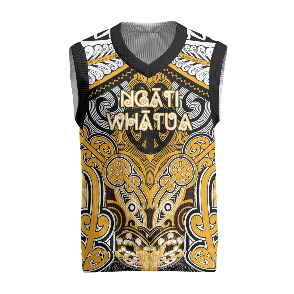Aotearoa Iwi Ngati Whatua Personalised Christmas Knitted V-Neck Vest Maori Kowhaiwhai Pattern