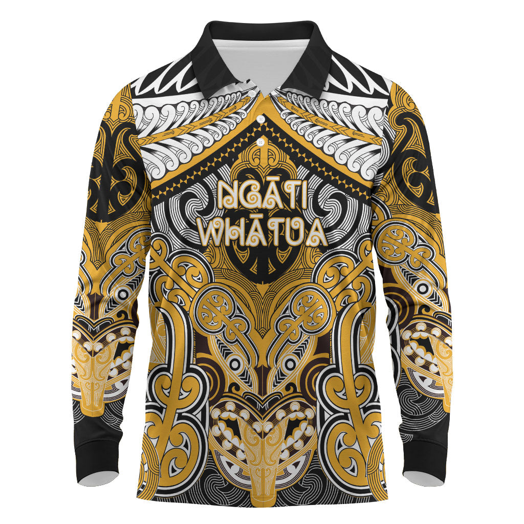 Aotearoa Iwi Ngati Whatua Personalised Long Sleeve Polo Shirt Maori Kowhaiwhai Pattern