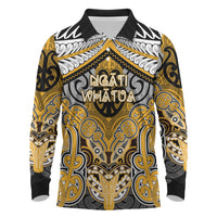 Aotearoa Iwi Ngati Whatua Personalised Long Sleeve Polo Shirt Maori Kowhaiwhai Pattern