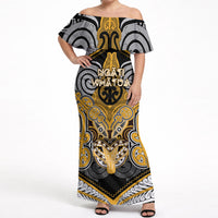 Aotearoa Iwi Ngati Whatua Personalised Off Shoulder Maxi Dress Maori Kowhaiwhai Pattern