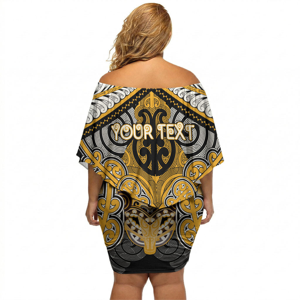 Aotearoa Iwi Ngati Whatua Personalised Off Shoulder Short Dress Maori Kowhaiwhai Pattern