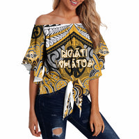 Aotearoa Iwi Ngati Whatua Personalised Off Shoulder Wrap Waist Top Maori Kowhaiwhai Pattern