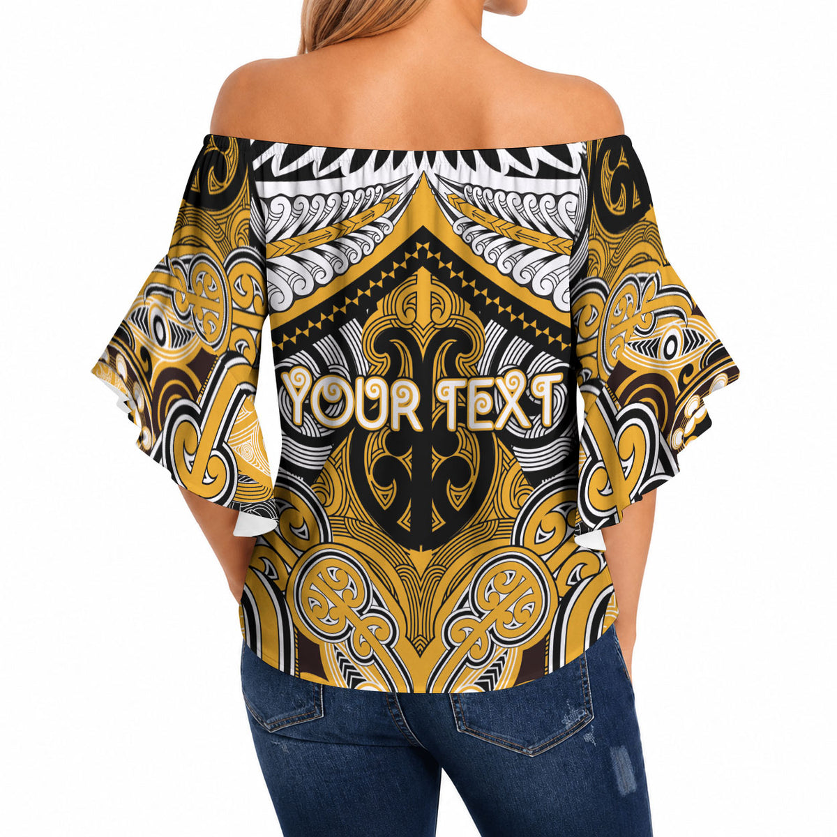 Aotearoa Iwi Ngati Whatua Personalised Off Shoulder Wrap Waist Top Maori Kowhaiwhai Pattern