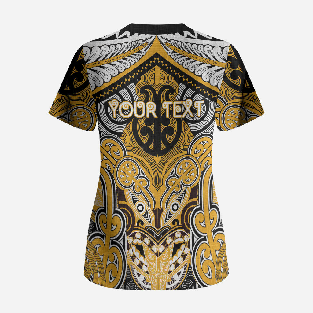 Aotearoa Iwi Ngati Whatua Personalised Scrub Top Maori Kowhaiwhai Pattern