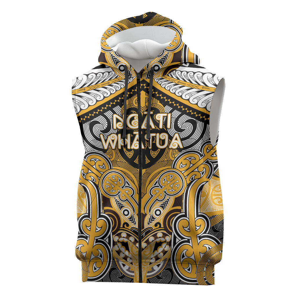 Aotearoa Iwi Ngati Whatua Personalised Sleeveless Zip Hoodie Maori Kowhaiwhai Pattern