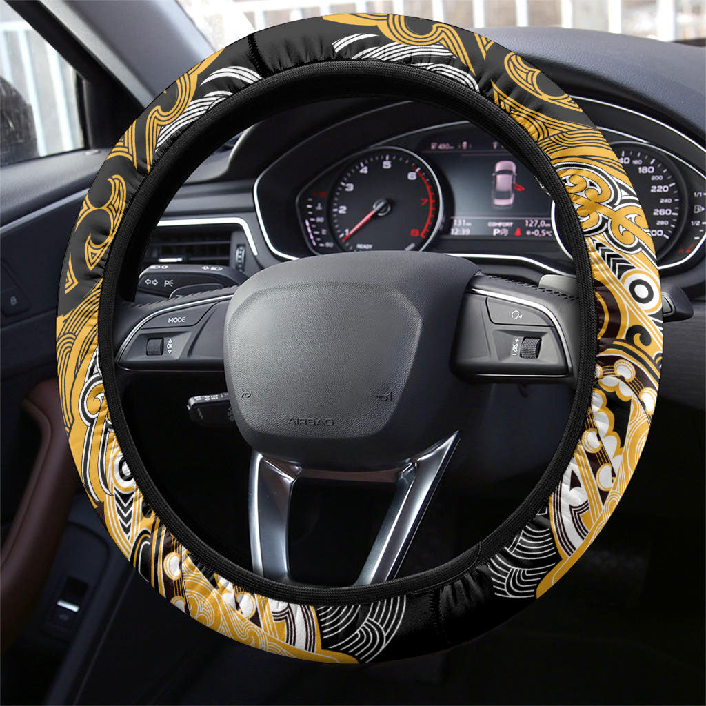 Aotearoa Iwi Ngati Whatua Steering Wheel Cover Maori Kowhaiwhai Pattern
