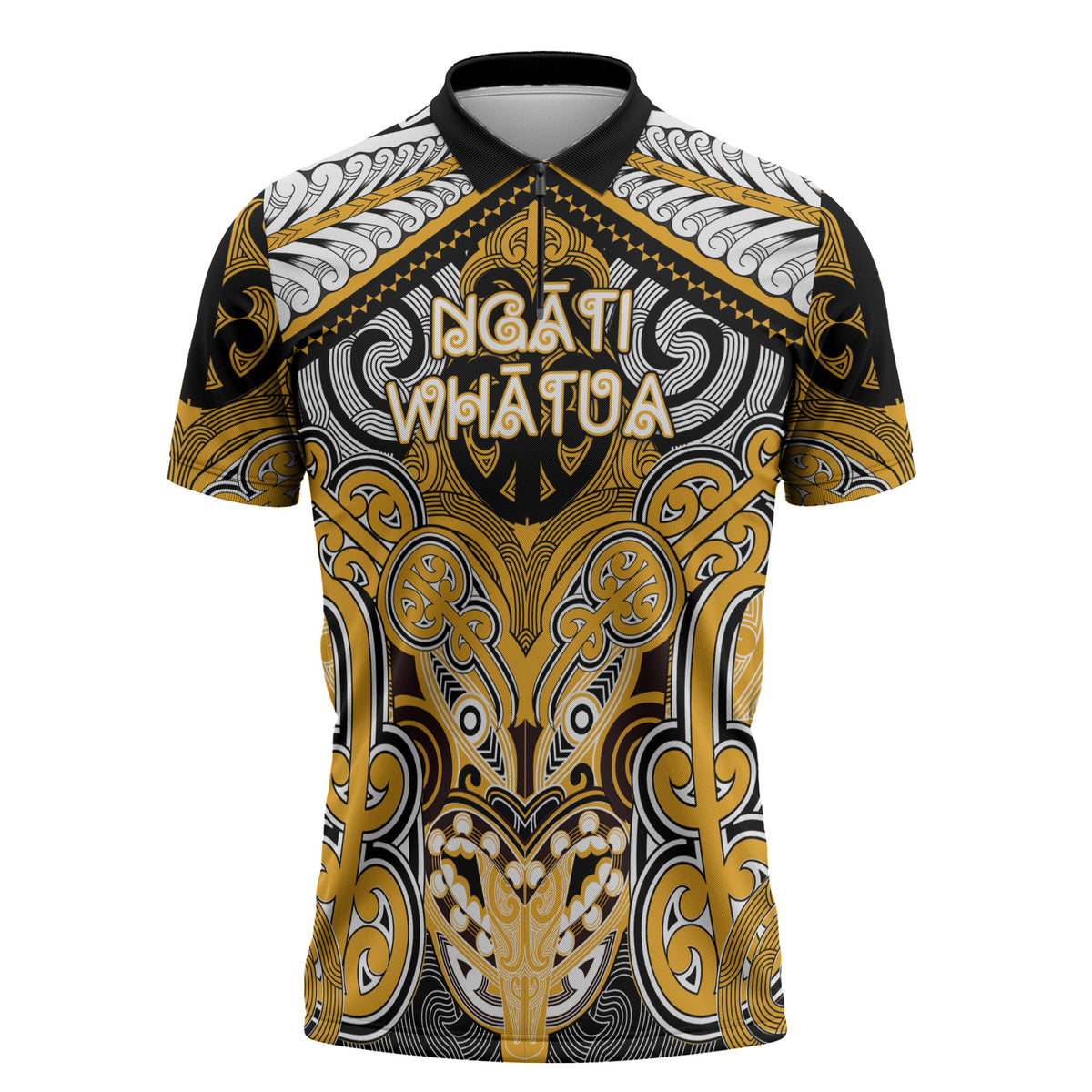 Aotearoa Iwi Ngati Whatua Personalised Zipper Polo Shirt Maori Kowhaiwhai Pattern